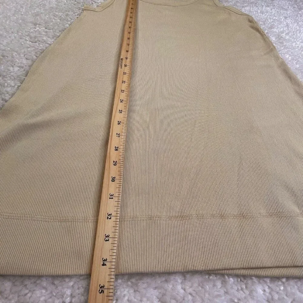 Free People Beach Tracey Mini Rib Tank Dress Beige Sand Large NEW